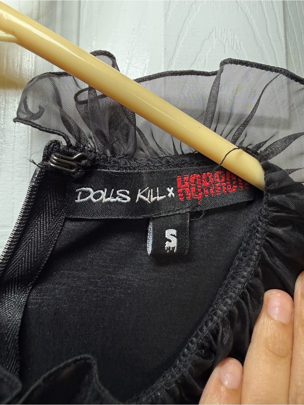Dolls Kill Halloween Clown Black Ruffled Gothic Mini Dress - Picture 7 of 13